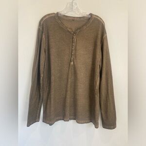 Henley Tie Dye Vintage Look Casual Button Long Sleeve Men Shirt 100% cotton